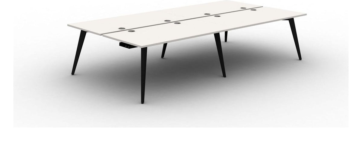 Mason Pyramid Steel 4 Person Bench Desk, black frame