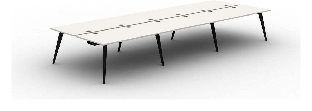 Mason Pyramid Steel 6 Person Bench Desk, black frame