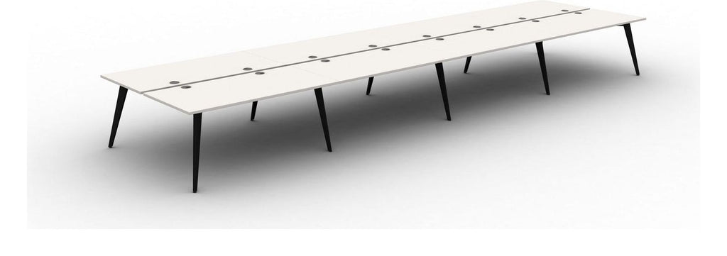 Mason Pyramid Steel 8 Person Bench Desk, black frame