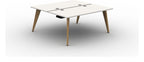 Mason Pyramid Wood 2 Person Bench Desk, oak frame