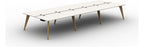 Mason Pyramid Wood 6 Person Bench Desk, oak frame
