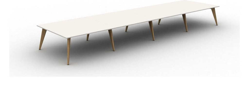 Mason Pyramid Wood 8 Person Bench Desk, oak frame