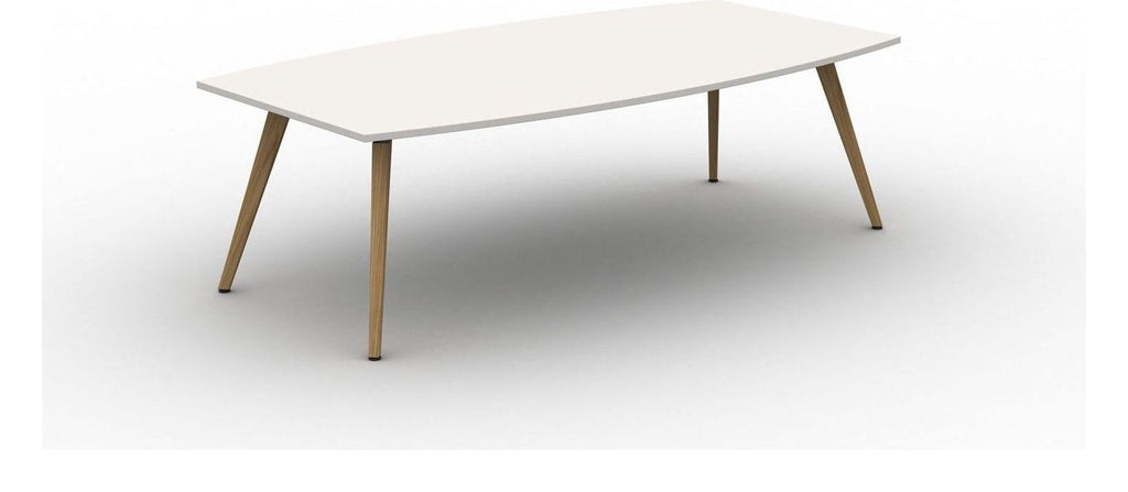 Mason Pyramid Wood Barrel Meeting Table, oak frame