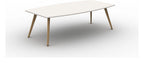 Mason Pyramid Wood Barrel Meeting Table, oak frame