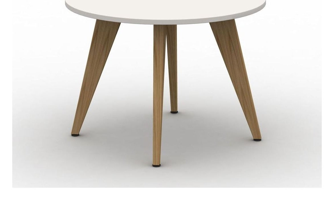 Mason Pyramid Wood Circular Meeting Table, oak frame