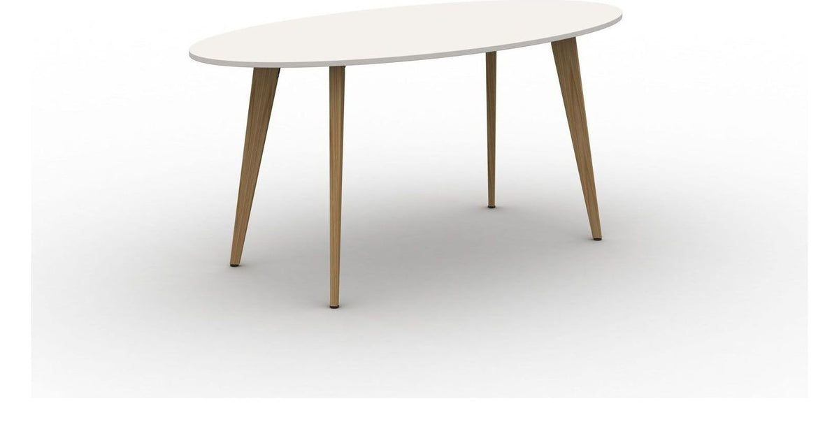 Mason Pyramid Wood Poseur Oval Table, oak frame