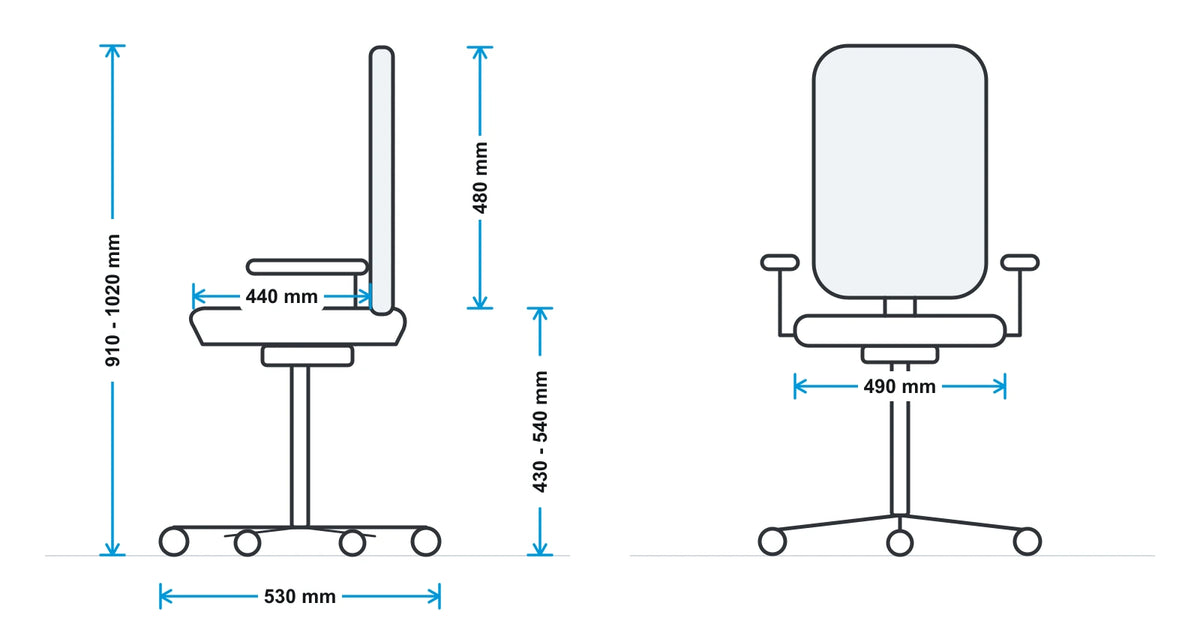Mason Spirit Mesh Operator Chair measurements
