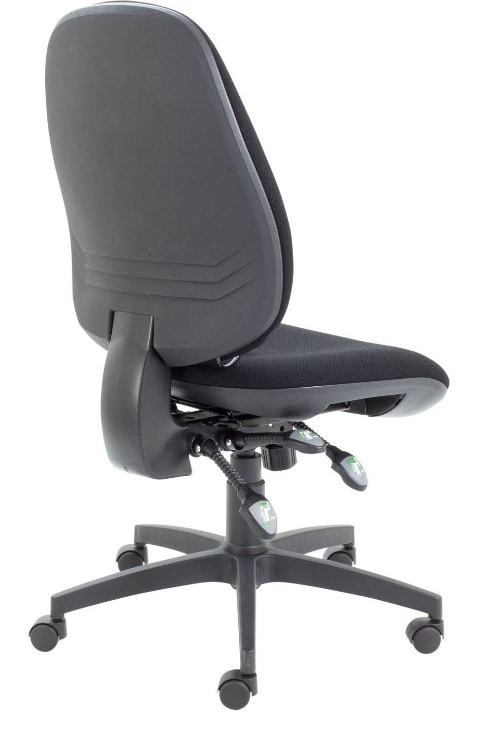 Maxi Ergo Chair with Lumbar Pump in black from the back at an angle