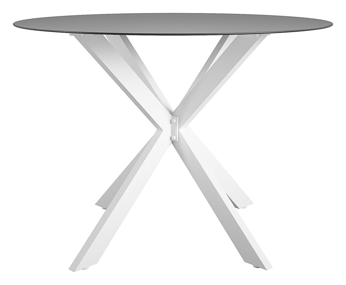 Metal and Glass Top Outdoor Dining Table