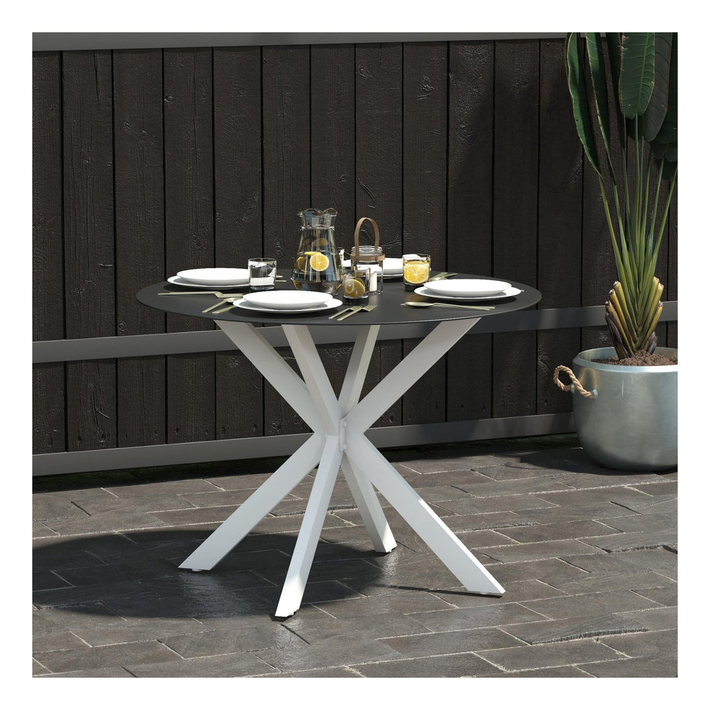Metal and Glass Top Outdoor Dining Table, view 2