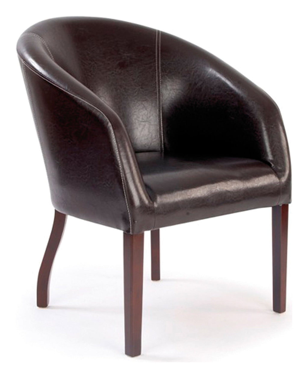 Metro Curved Leather Effect Armchair in brown