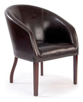 Metro Curved Leather Effect Armchair in brown