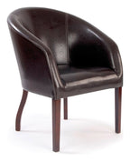 Metro Curved Leather Effect Armchair in brown