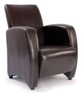 Metro Medium Back Leather Effect Lounge Chair in brown