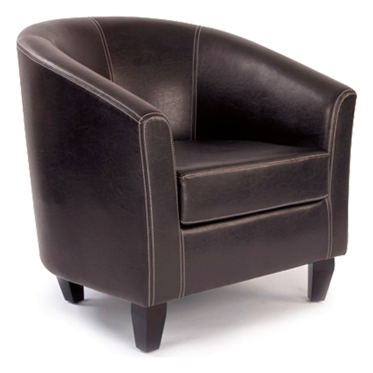 Metro Medium Back Leather Effect Tub Chair in brown, armchair
