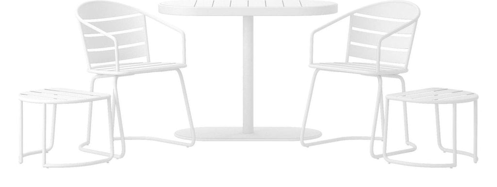 Metro Retro 5 Piece Steel Patio Nesting Bistro Set 2 Chairs/2 Ottomans & Table