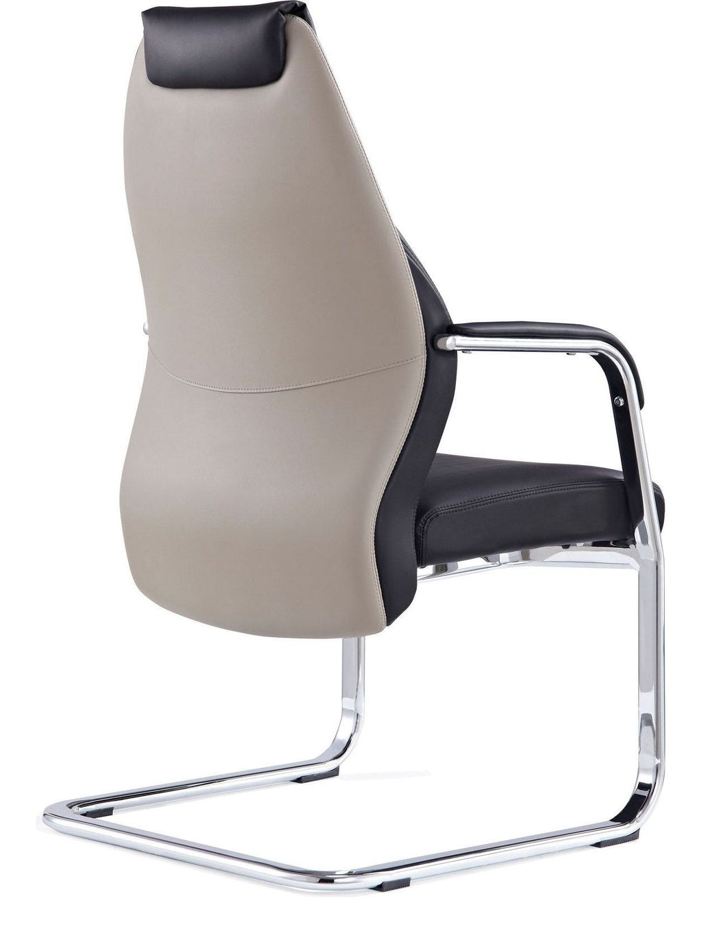 Mien High Back Leather Cantilever Visitor Chair, black & mink, another view 6