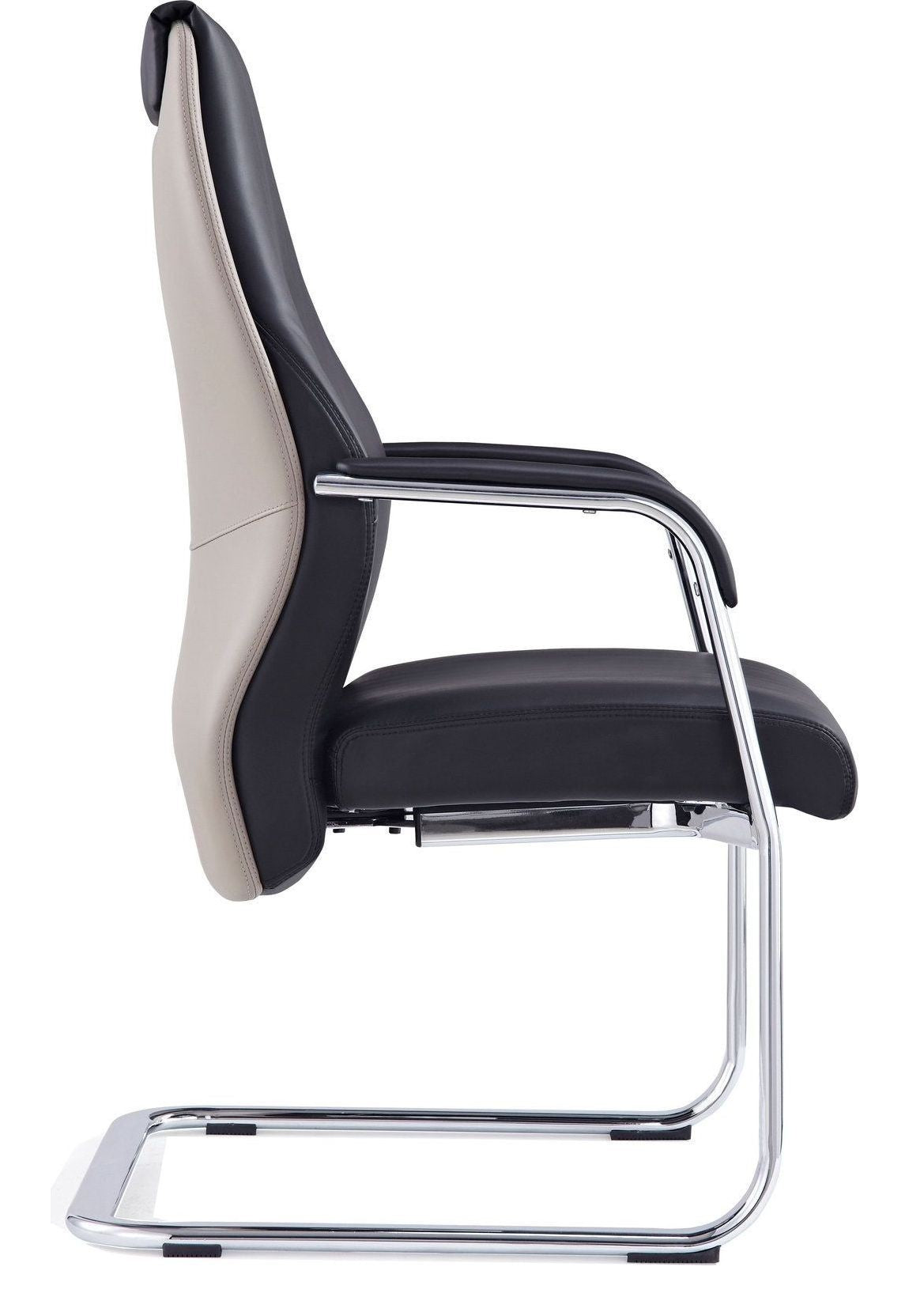 Mien High Back Leather Cantilever Visitor Chair, black & mink, another view 7