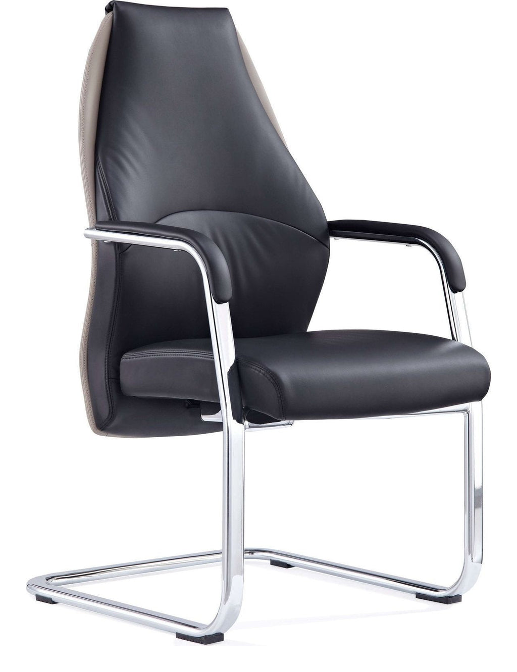 Mien High Back Leather Cantilever Visitor Chair, black & mink