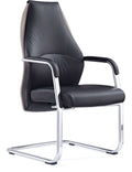 Mien High Back Leather Cantilever Visitor Chair, black & mink
