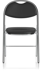 Milan High Back Black Vinyl Chrome Frame Folding Visitor Chair, no writing tablet, another view 1