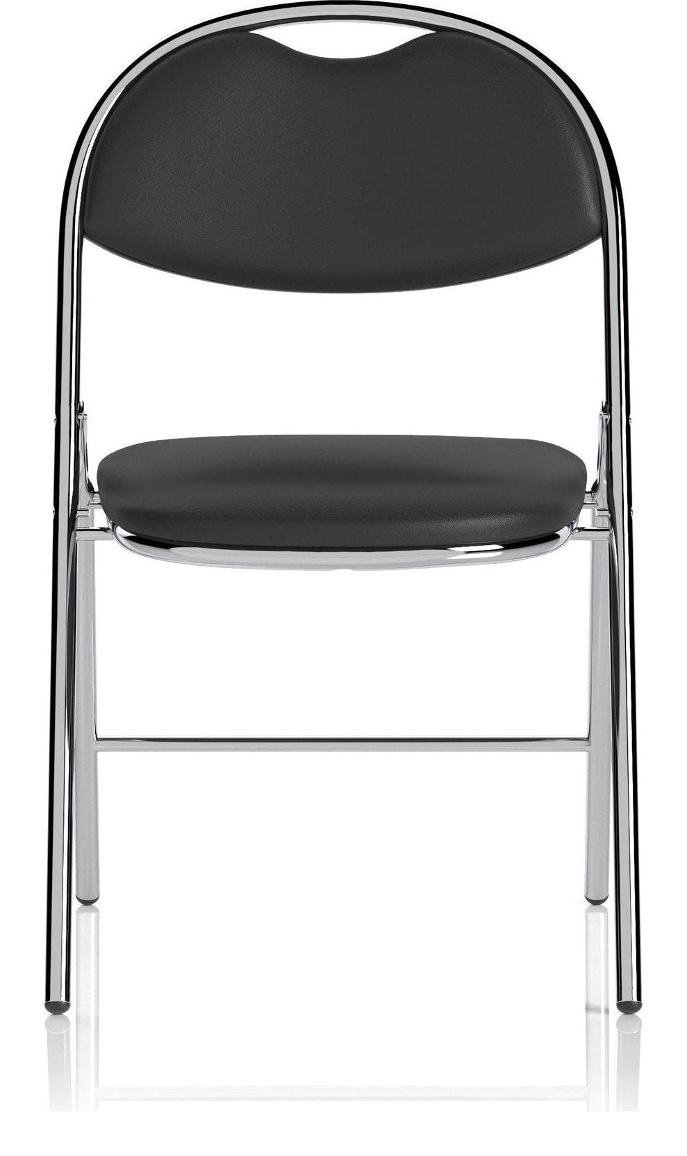 Milan High Back Black Vinyl Chrome Frame Folding Visitor Chair, no writing tablet, another view 1