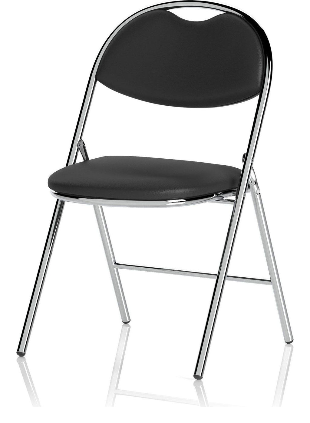 Milan High Back Black Vinyl Chrome Frame Folding Visitor Chair, no writing tablet, another view 2