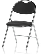 Milan High Back Black Vinyl Chrome Frame Folding Visitor Chair, no writing tablet, another view 2
