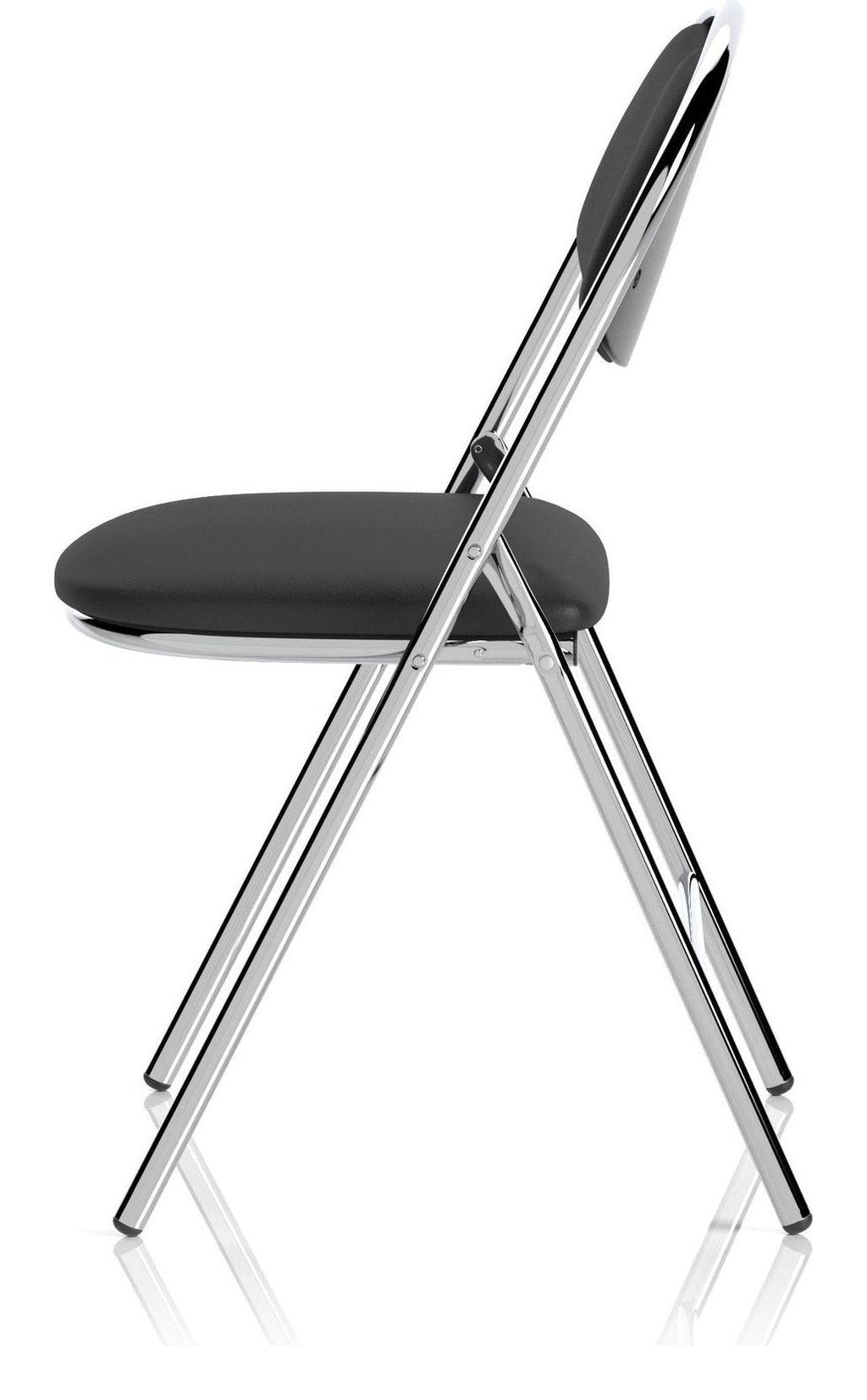 Milan High Back Black Vinyl Chrome Frame Folding Visitor Chair, no writing tablet, another view 3