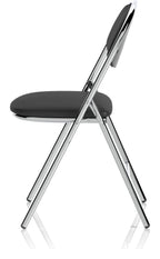 Milan High Back Black Vinyl Chrome Frame Folding Visitor Chair, no writing tablet, another view 3