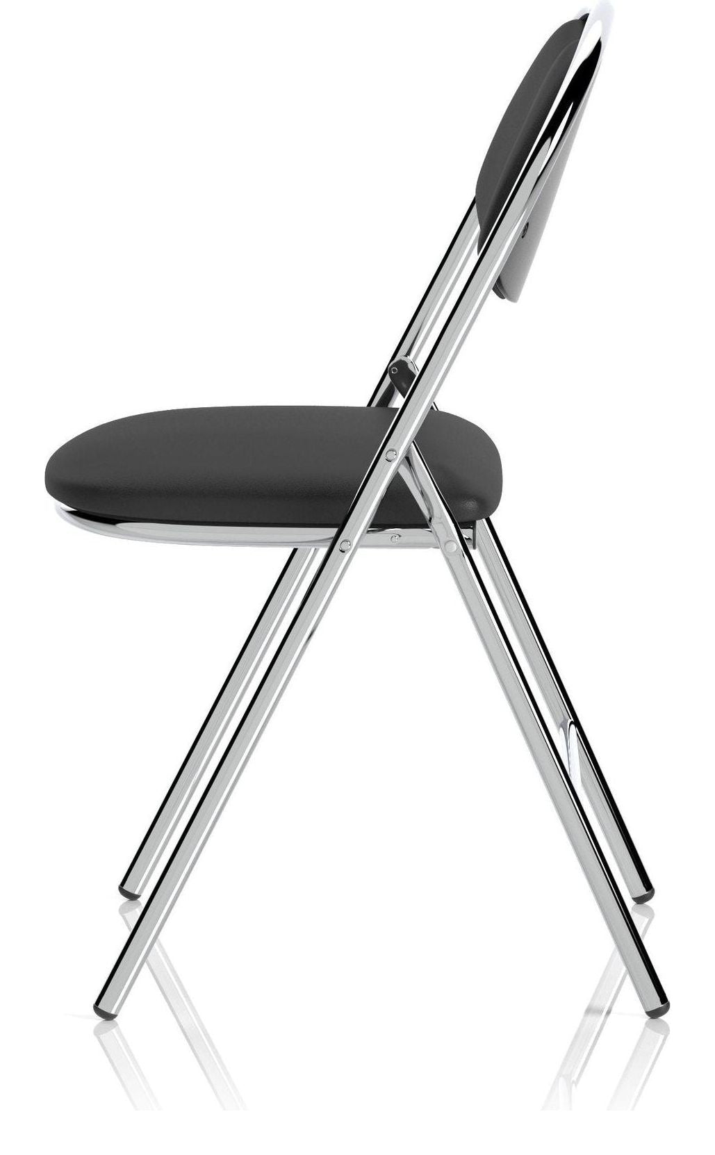 Milan High Back Black Vinyl Chrome Frame Folding Visitor Chair, no writing tablet, another view 3