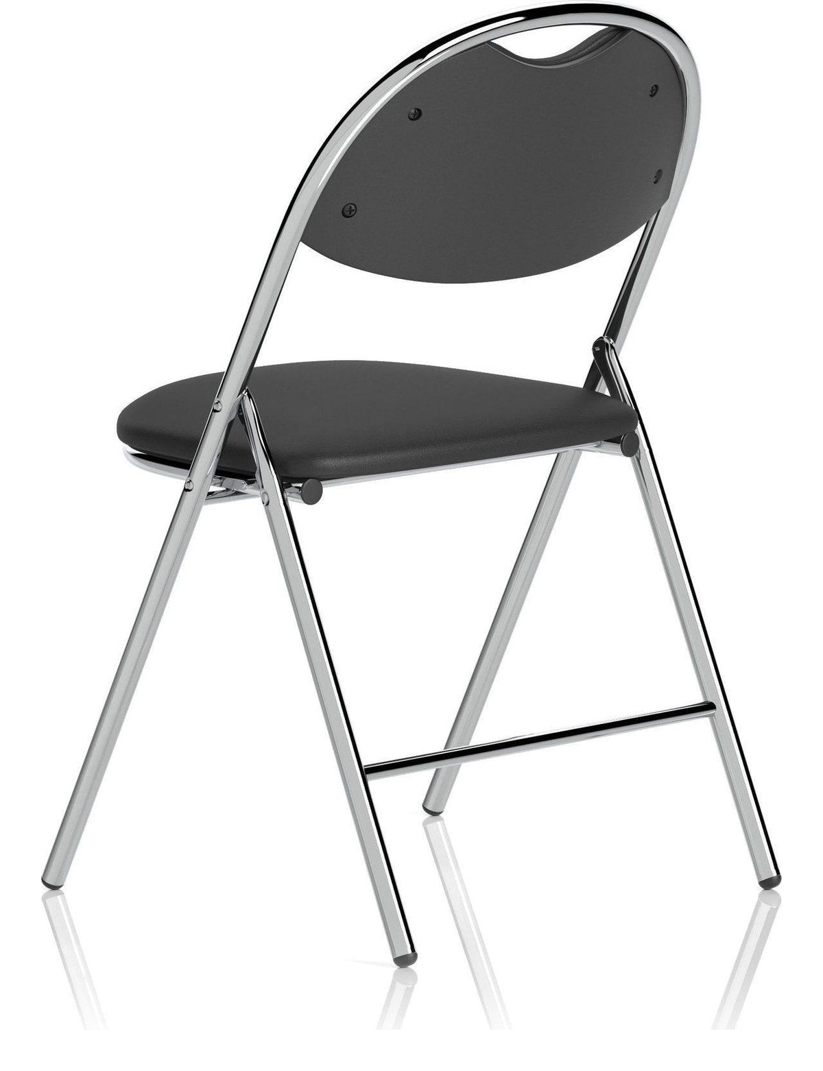 Milan High Back Black Vinyl Chrome Frame Folding Visitor Chair, no writing tablet, another view 4