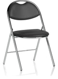 Milan High Back Black Vinyl Chrome Frame Folding Visitor Chair, no writing tablet