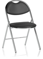 Milan High Back Black Vinyl Chrome Frame Folding Visitor Chair, no writing tablet