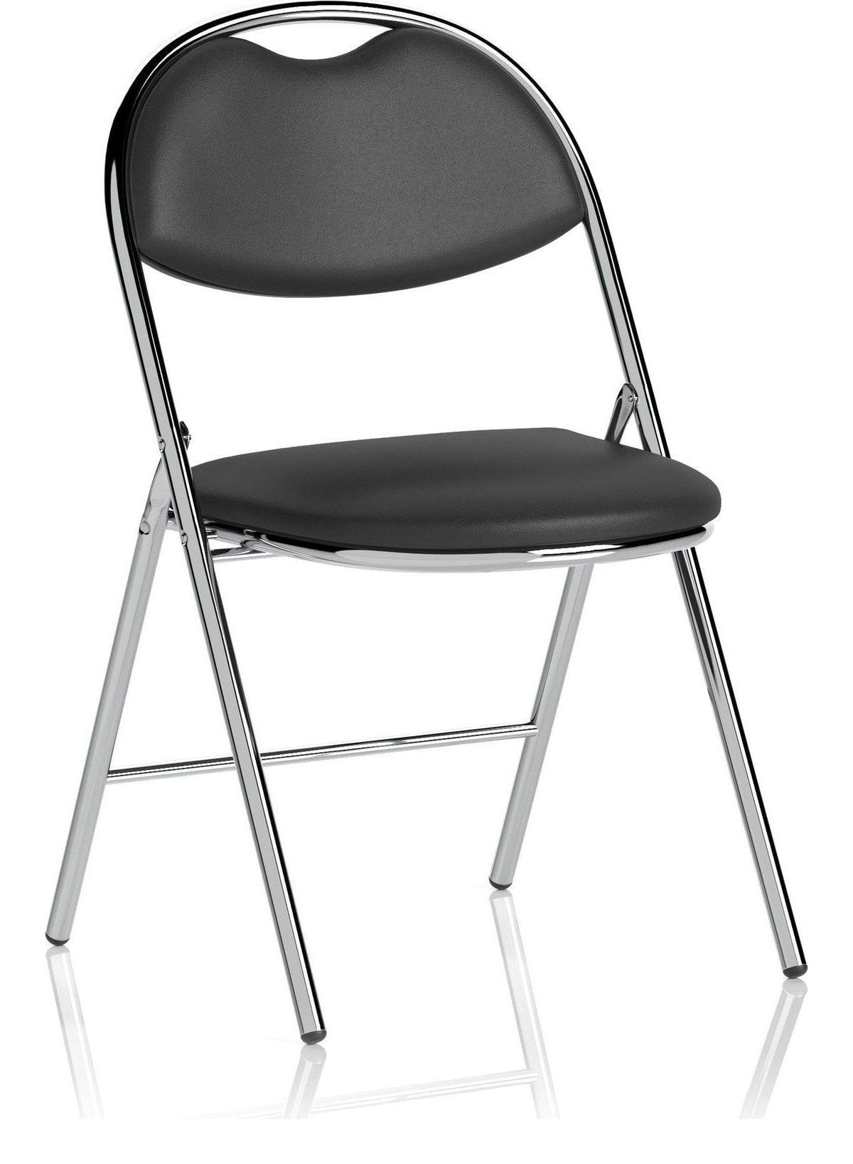 Milan High Back Black Vinyl Chrome Frame Folding Visitor Chair, no writing tablet