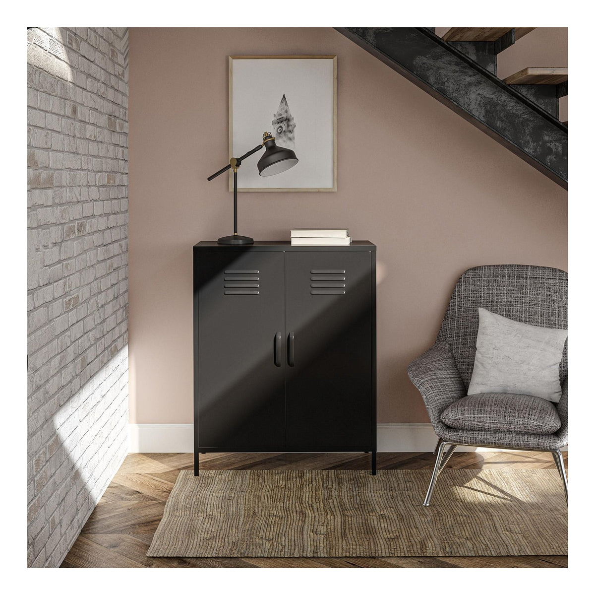 Mission District 2 Door Metal Storage Cabinet, view 6