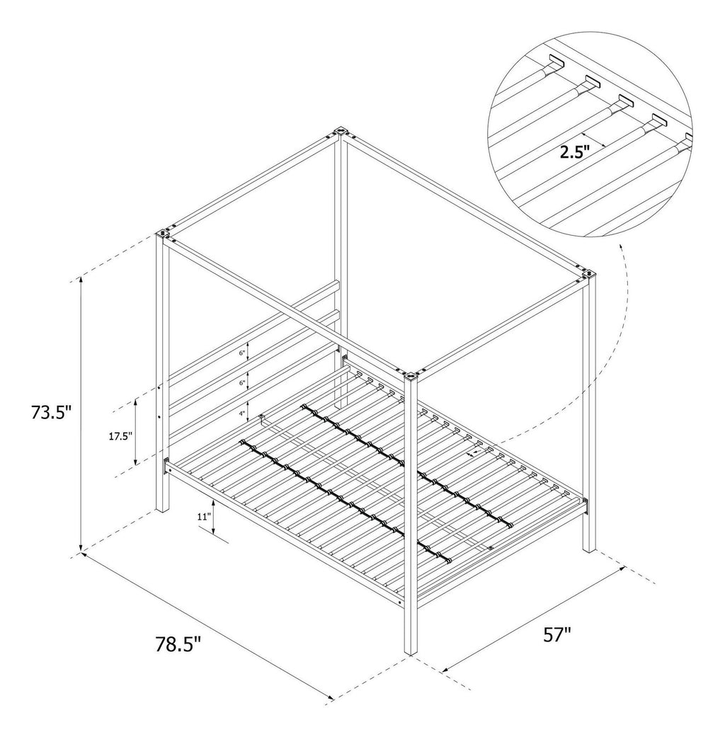 Modern Metal Canopy Bed, Double, view 5