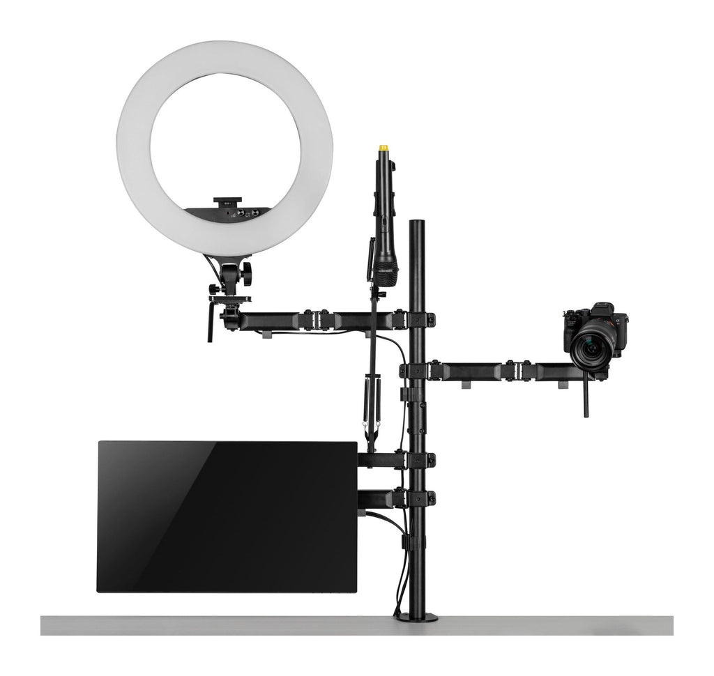 Monitor Arm Streaming Rig with Camera, Microphone and Light Mounts, view 3