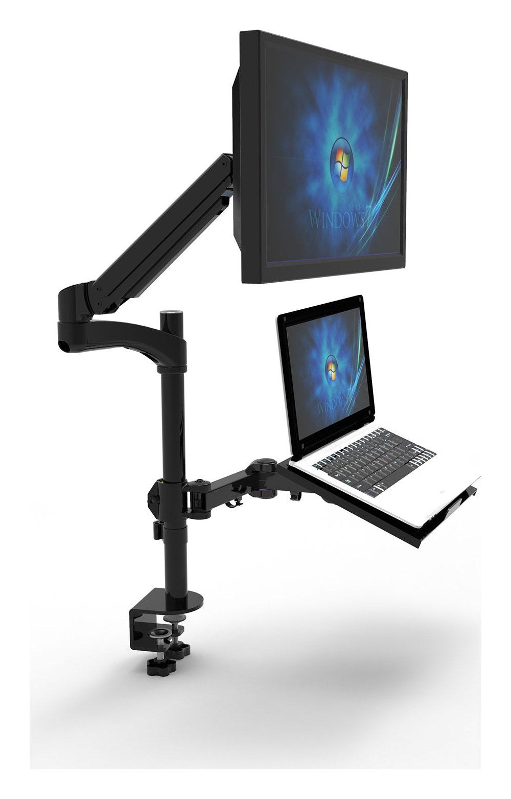 Monitor Arm Workstation with Laptop or Keyboard Tray