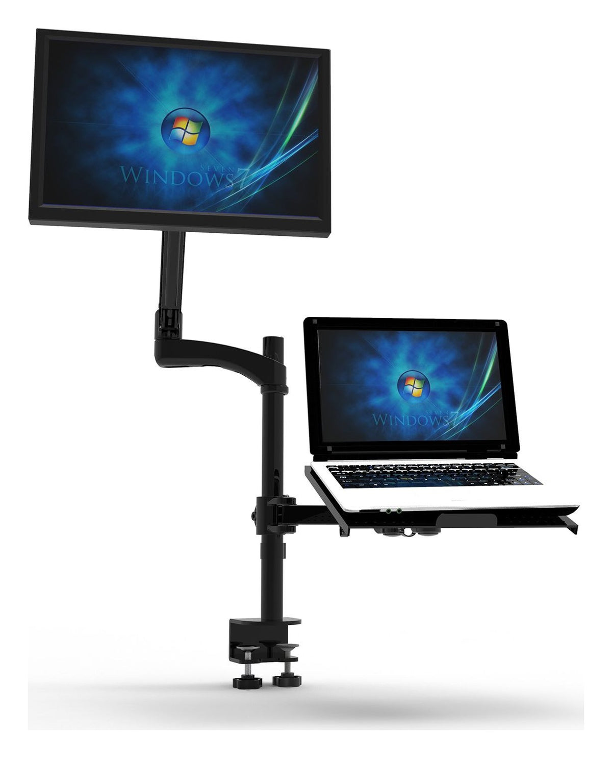 Monitor Arm Workstation with Laptop or Keyboard Tray, view 2