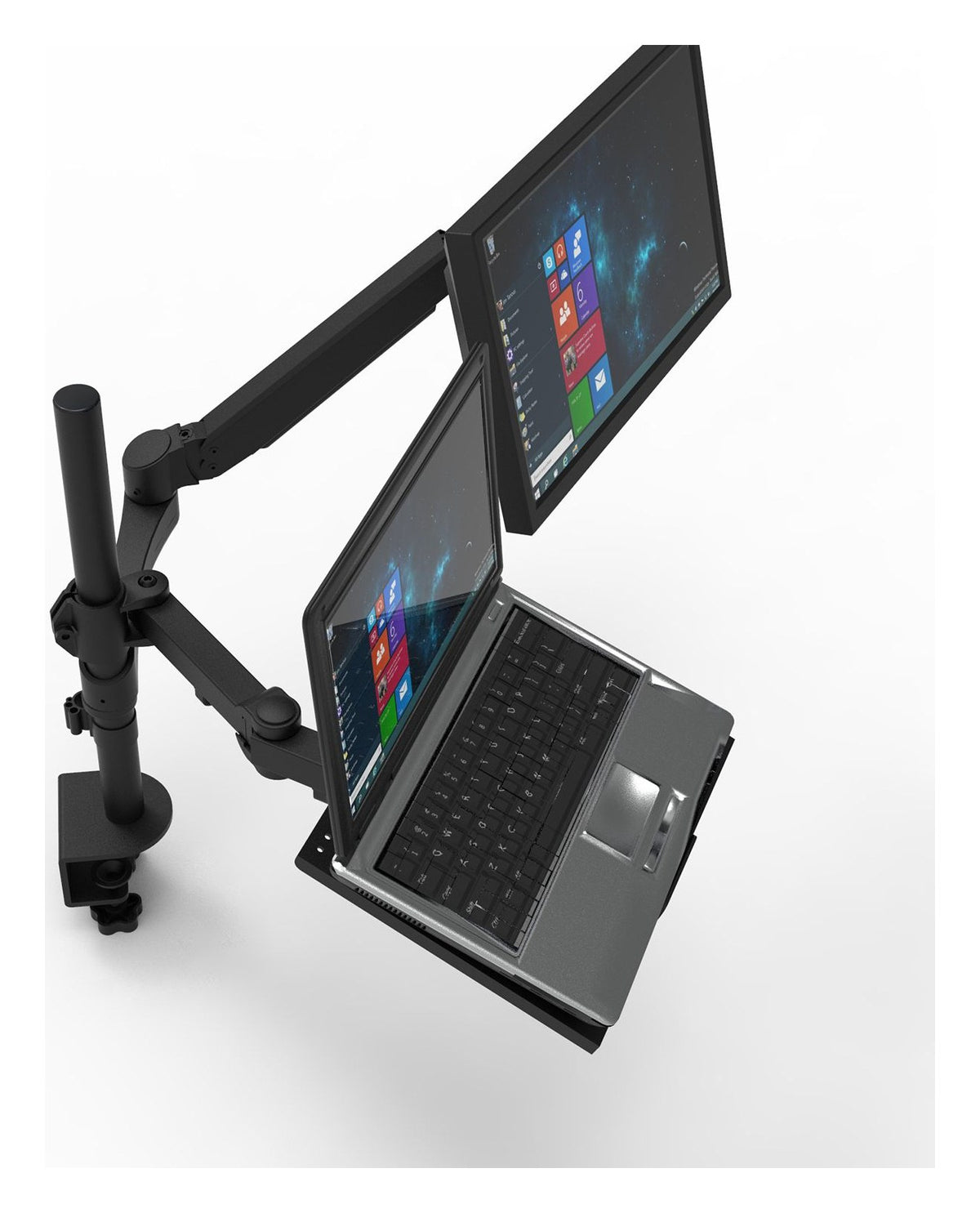 Monitor Arm Workstation with Laptop or Keyboard Tray, view 4