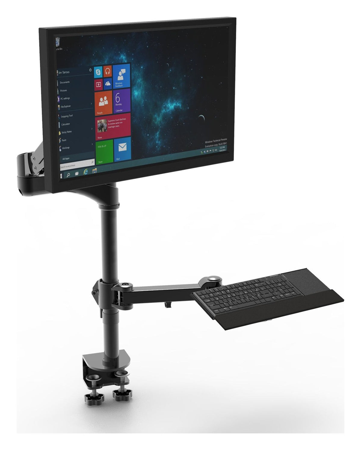 Monitor Arm Workstation with Laptop or Keyboard Tray, view 3