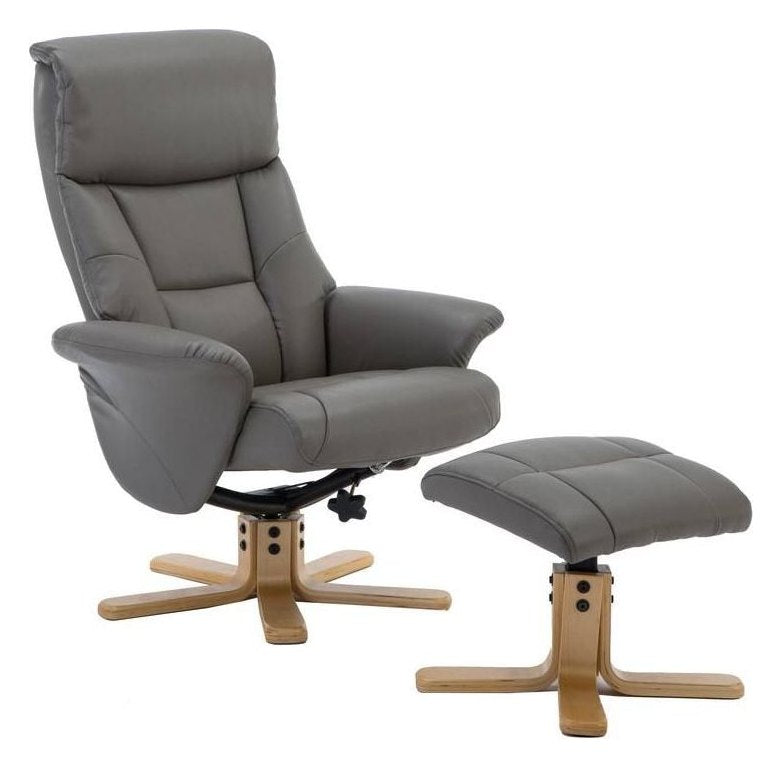 Montreal Luxury Recliner with Footstool in grey
