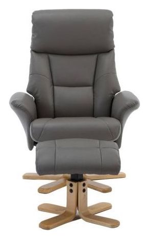 Montreal Luxury Recliner with Footstool in grey, view 2