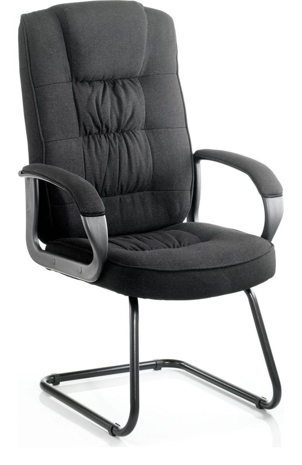 Moore Deluxe High Back Black Fabric Cantilever Visitor Chair, black fabric