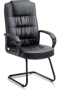 Moore Deluxe High Back Black Leather Cantilever Visitor Chair, black leather