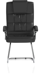 Moore Deluxe High Back Black Fabric Cantilever Visitor Chair, black leather (deluxe), another view 1