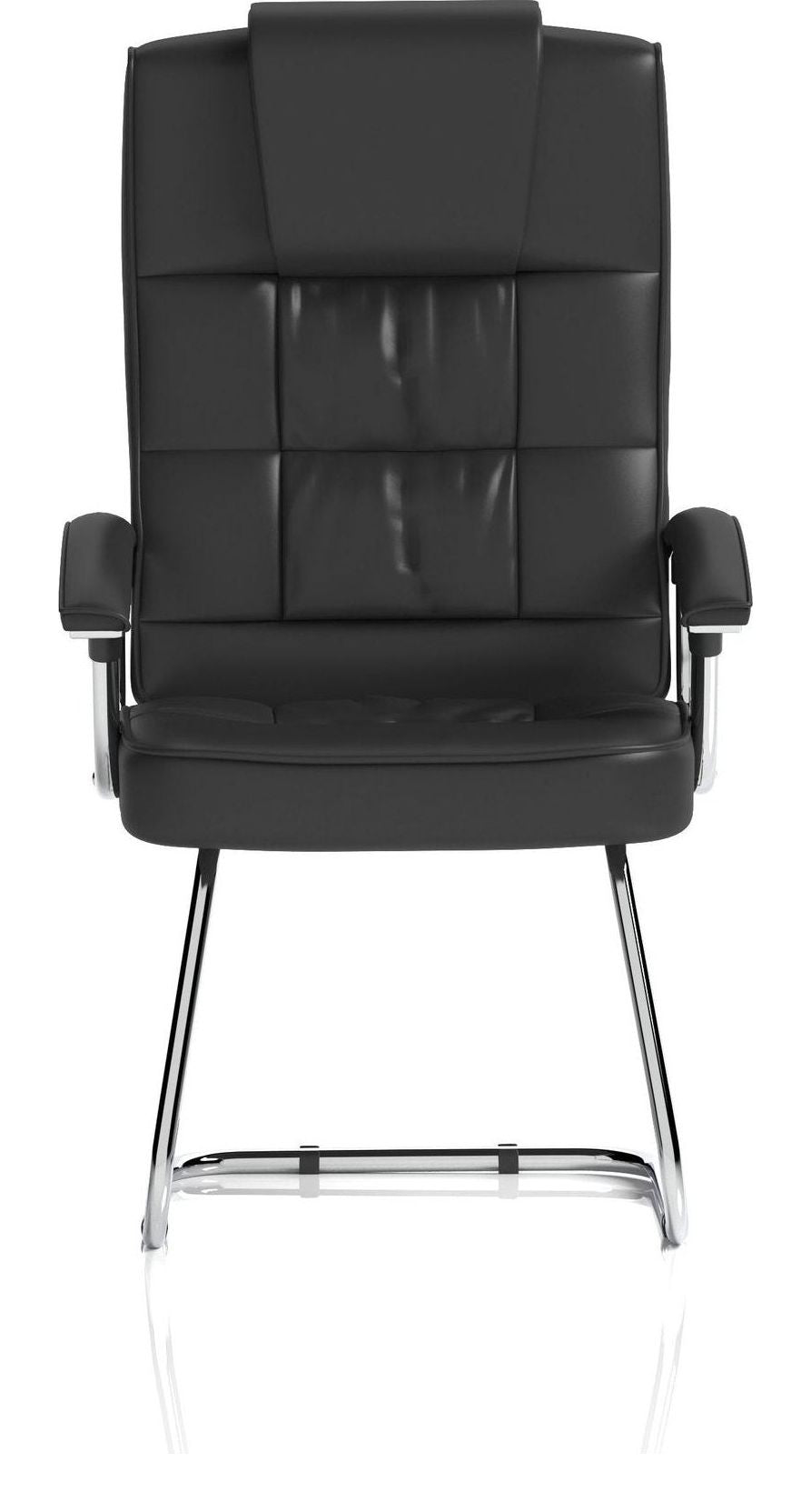 Moore Deluxe High Back Black Fabric Cantilever Visitor Chair, black leather (deluxe), another view 1
