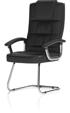 Moore Deluxe High Back Black Fabric Cantilever Visitor Chair, black leather (deluxe), another view 2