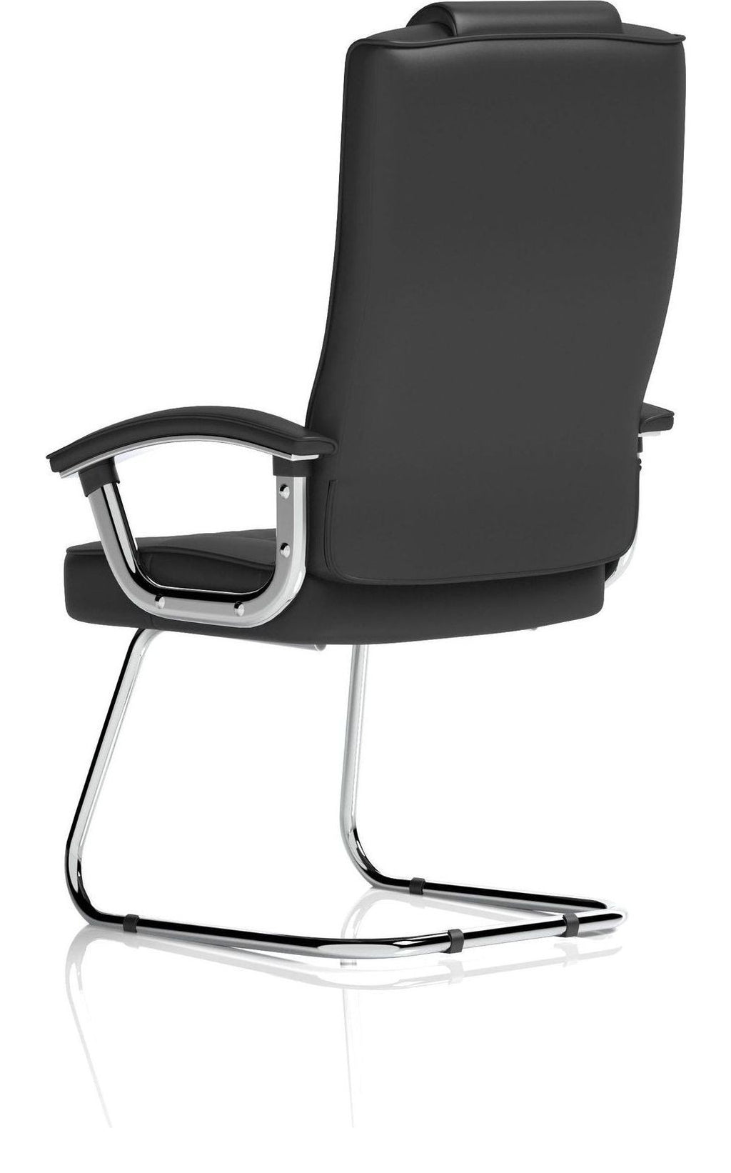 Moore Deluxe High Back Black Fabric Cantilever Visitor Chair, black leather (deluxe), another view 4